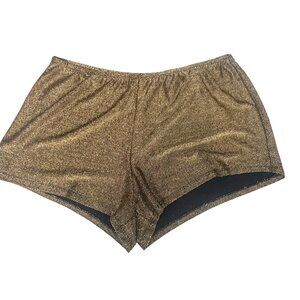 Shimmer Metallic Gold women's Nylon/ Lurex Pull on shorts, Sz. L-unbranded